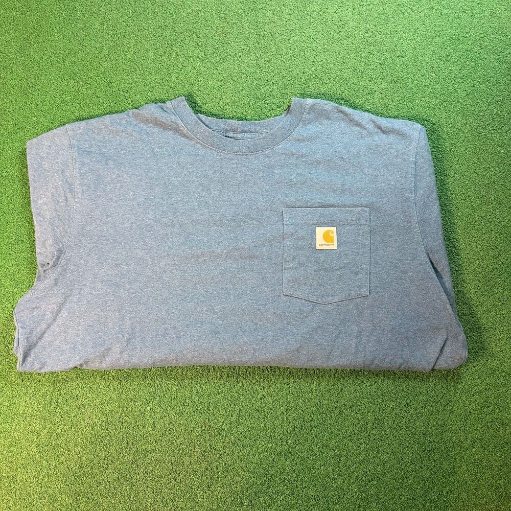 Size XL Mens - Carhartt K87 Heather Blue Loose Fit Pocket Work T Shirt - Picture 4 of 6